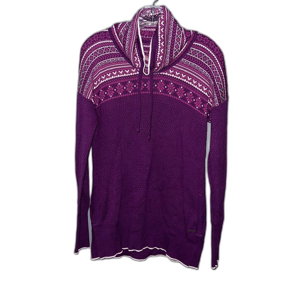 Avalanche Purple Cowl Neck Fair Isle Style Cotton Blend Sweater Size Medium